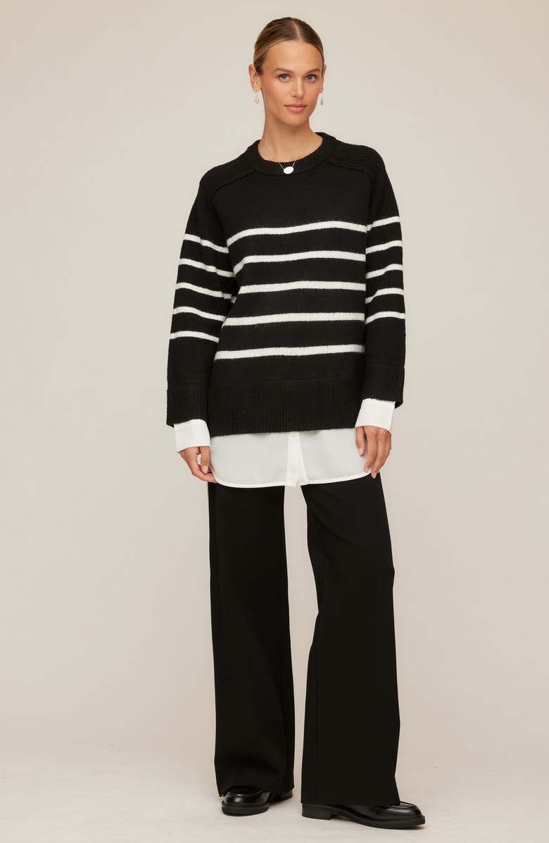 Karen Kane Contrast Piped Wide Leg Pants, Alternate, color, Black