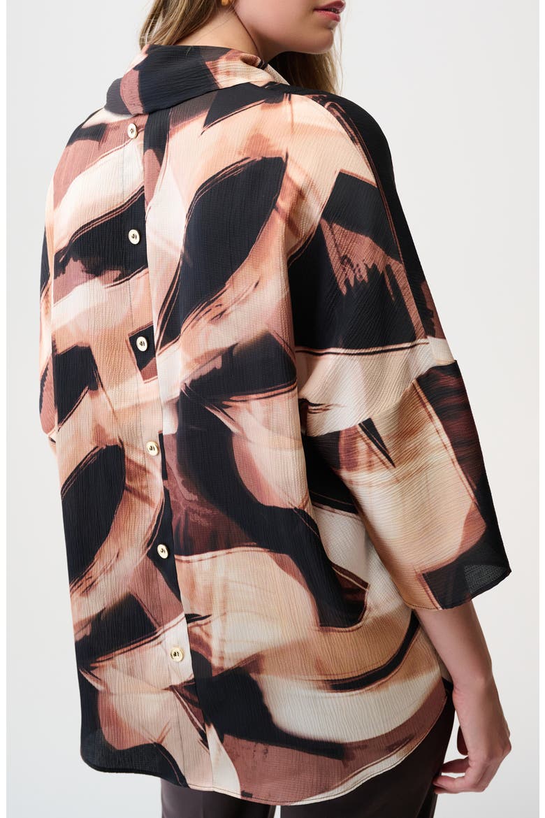 Stand Away Collar Bubble Satin Top, Alternate, color, BLACK/ BROWN