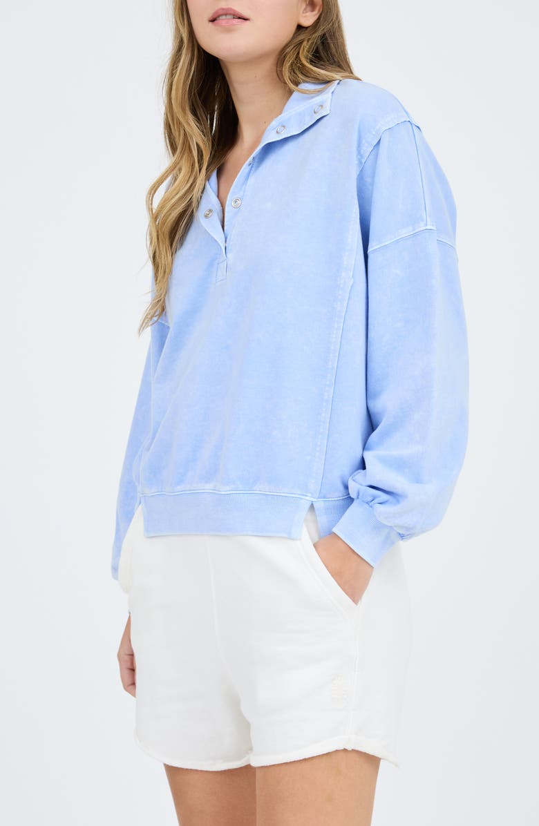Blu Pepper Washed Half Snap Sweatshirt, Alternate, color, Light Blue