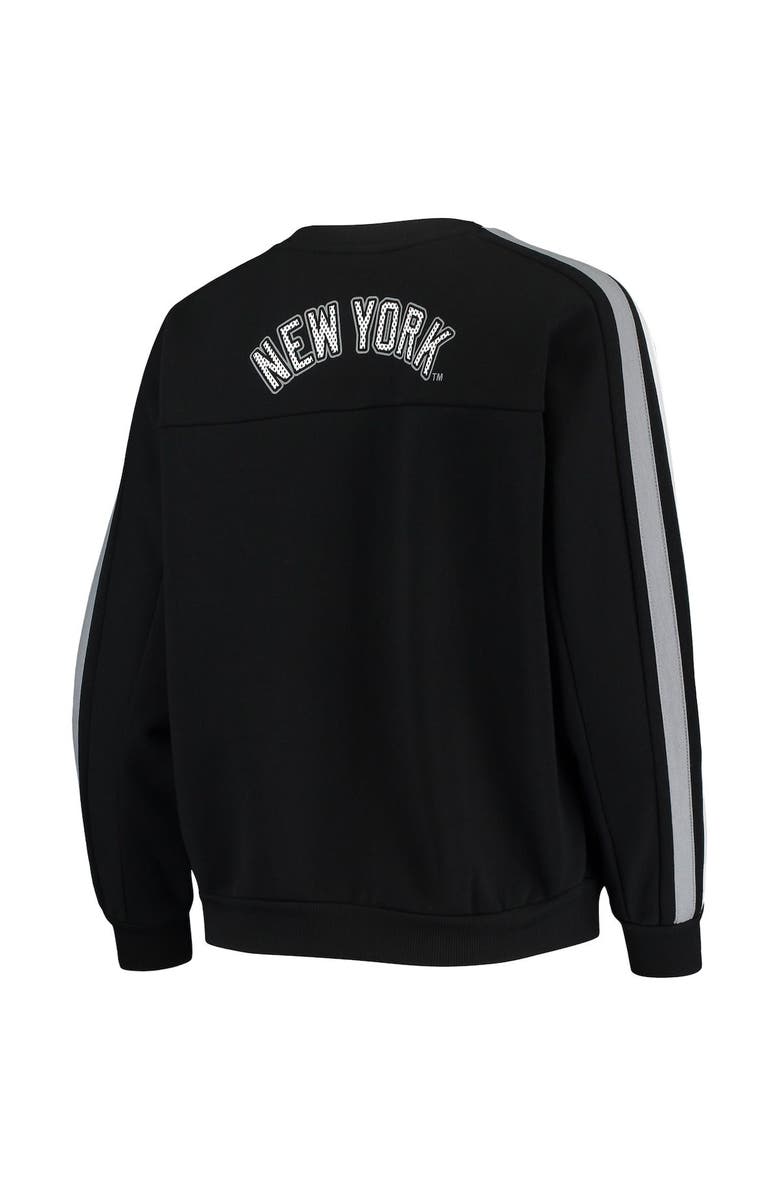 THE WILD COLLECTIVE Women's The Wild Collective Black New York Yankees Perforated Logo Pullover Sweatshirt, Alternate, color, 