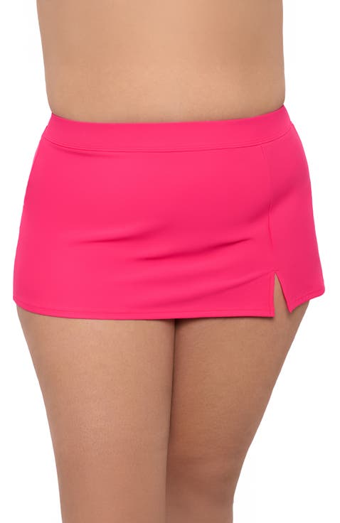 Plus Size Full Coverage Skirted Swimsuit Bottom with Side Slit