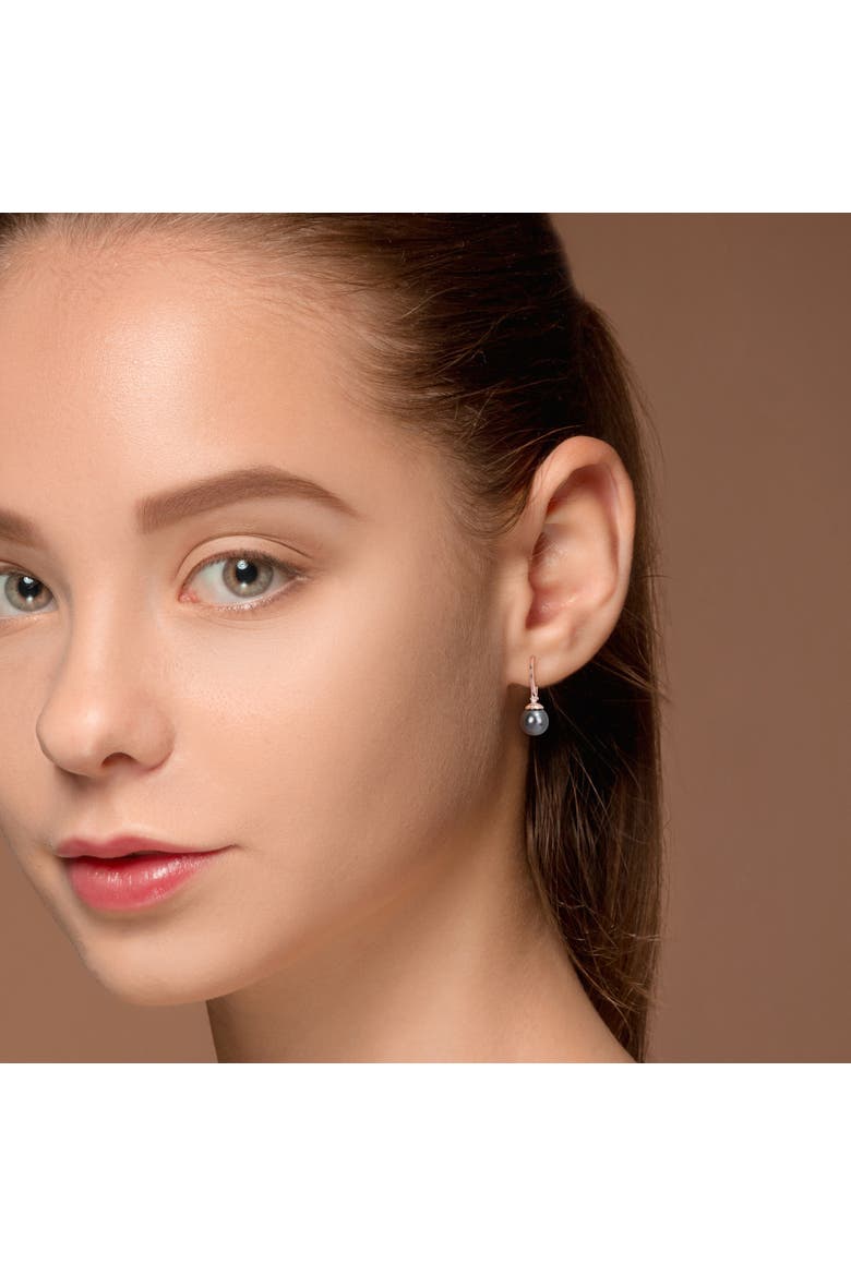 Tahitian Pearl & Diamond Drop Earrings, Alternate, color, Cultured Tahitian Pearl