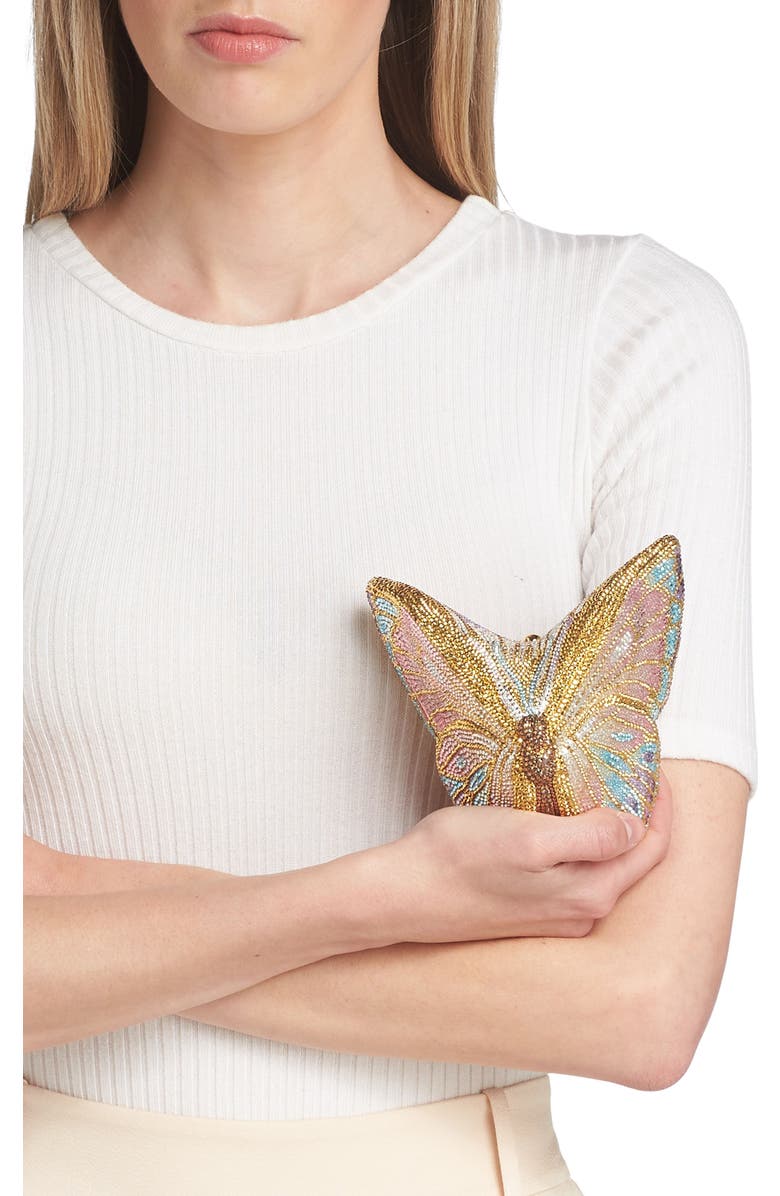 JUDITH LEIBER COUTURE Butterfly Serafina Crystal Embellished Clutch, Alternate, color,