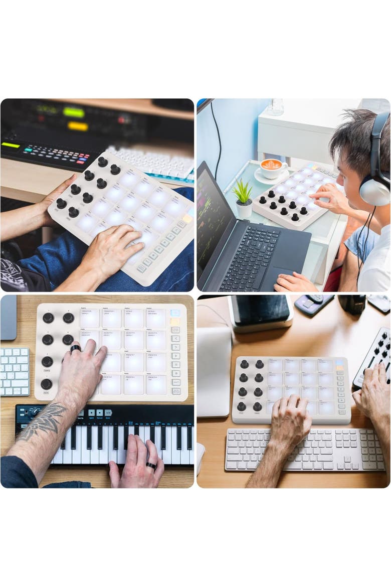 Bluetooth MIDI Pad Controller - 16 Pads, Alternate, color, White