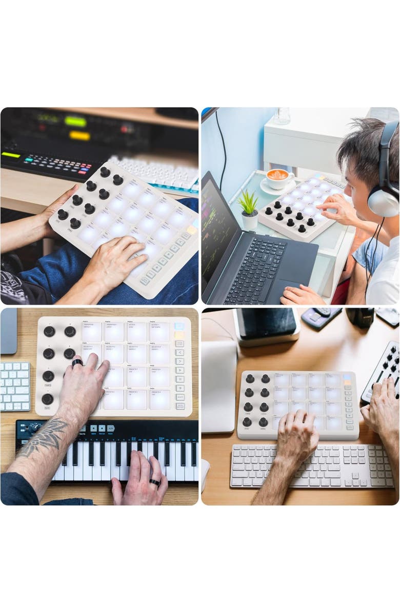 M-Wave Bluetooth MIDI Pad Controller - 16 Pads, Alternate, color, White