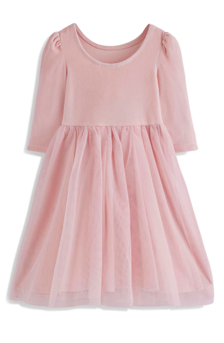 Mini Boden Kids' Appliqué Velour & Tulle Party Dress, Alternate, color, Chalk Pink Poodles