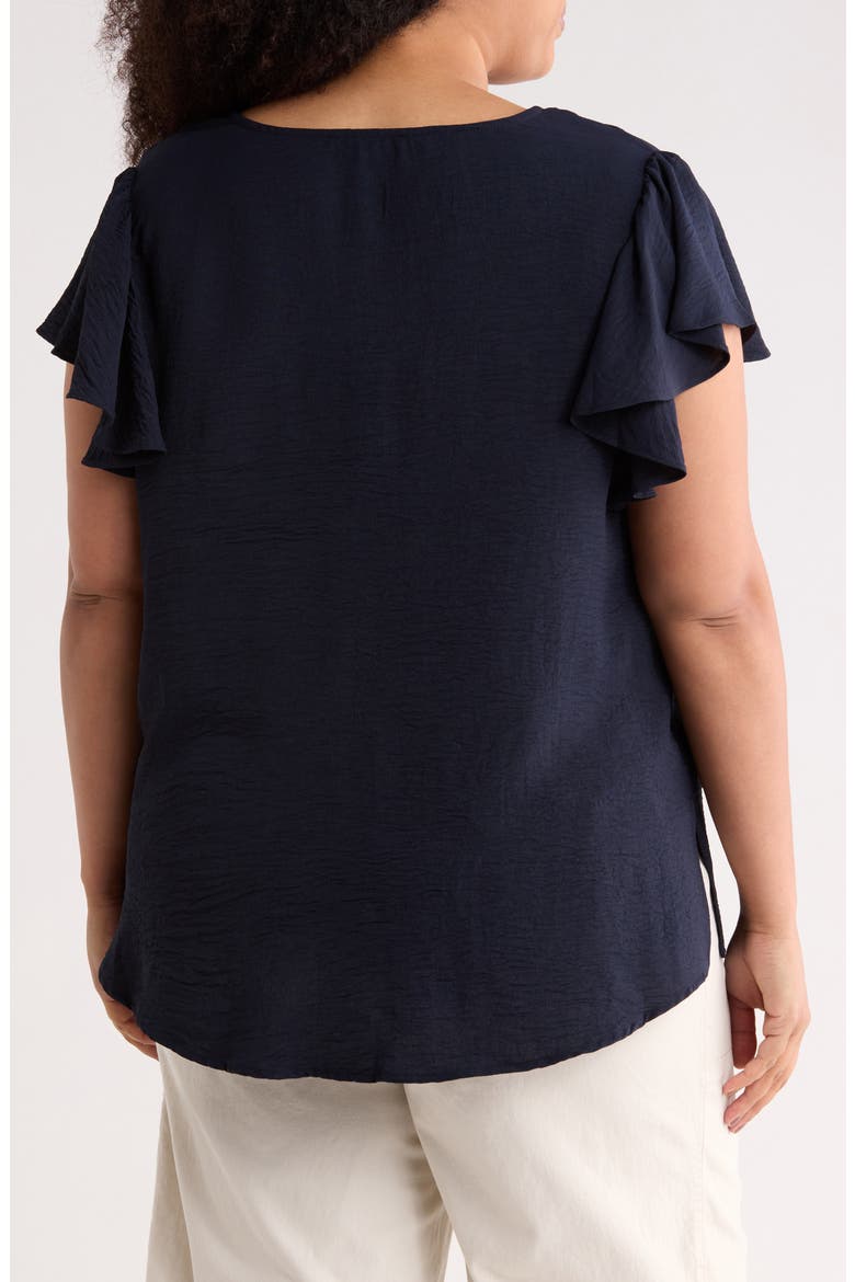 Flutter Sleeve V-Neck Blouse, Alternate, color, BLUE MOON