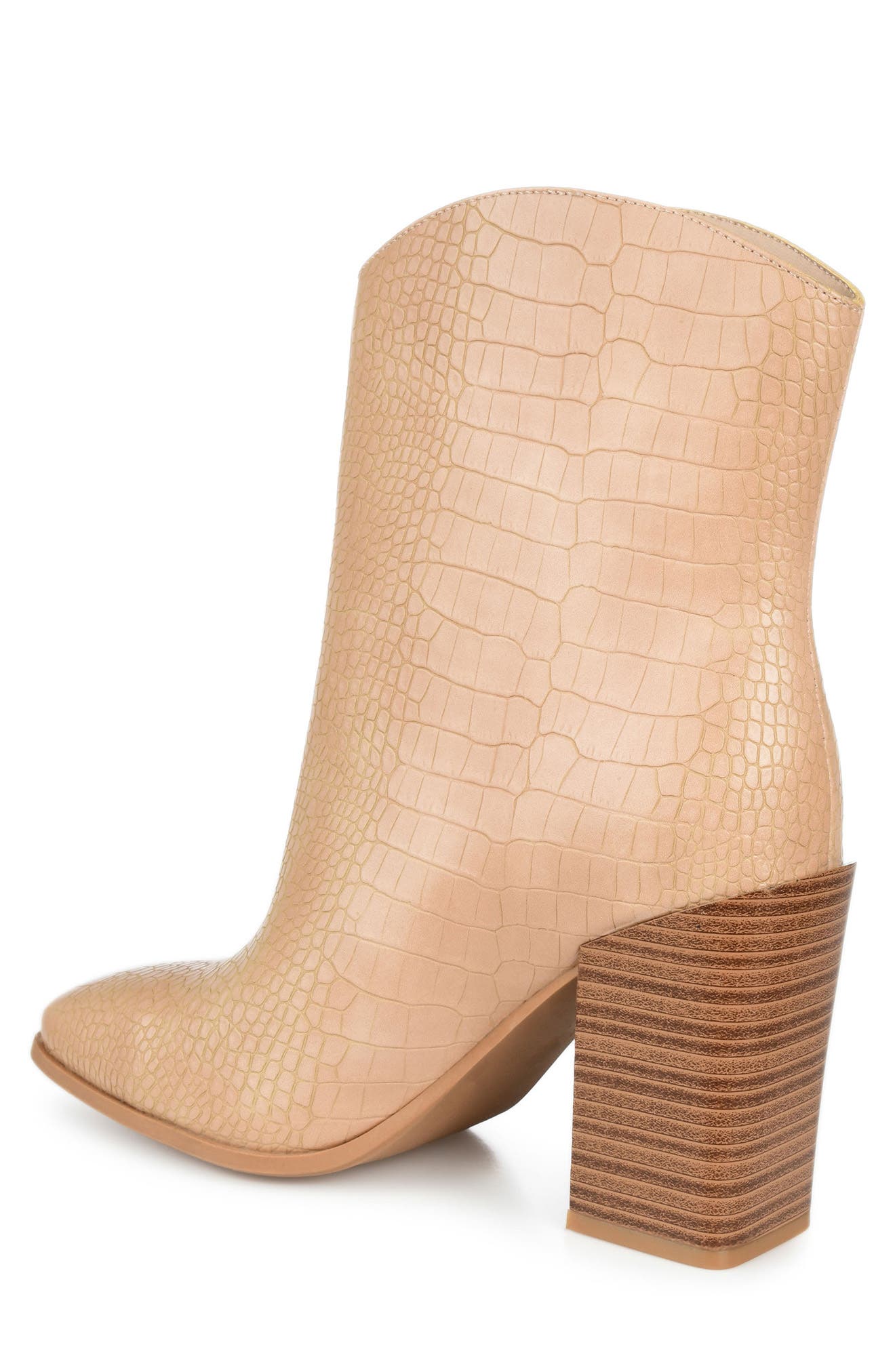 Journee Collection Brekkin Croc Embossed Western Bootie, Alternate, color, Tan