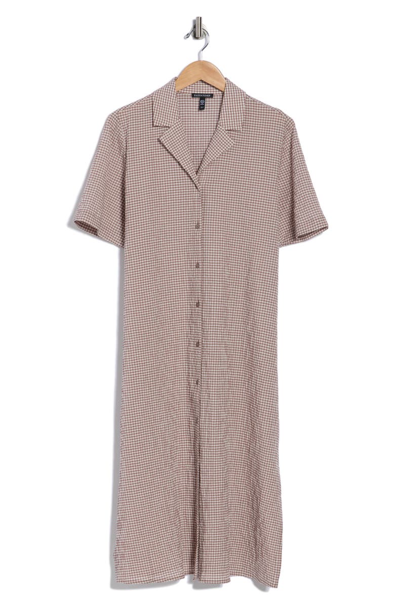 Eileen Fisher Notch Collar Short Sleeve Shirtdress, Main, color, Cocoa