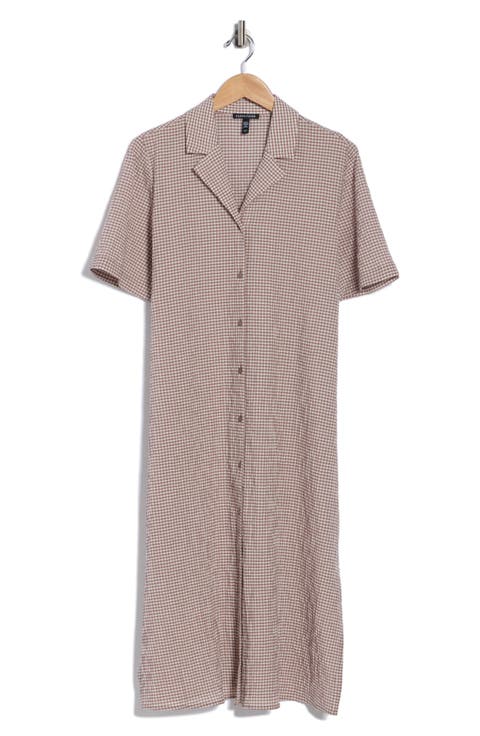 Notch Collar Short Sleeve Shirtdress