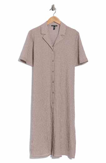 Eileen Fisher Notch Collar Short Sleeve Shirtdress
