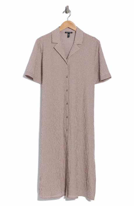 Eileen Fisher Notch Collar Short Sleeve Shirtdress