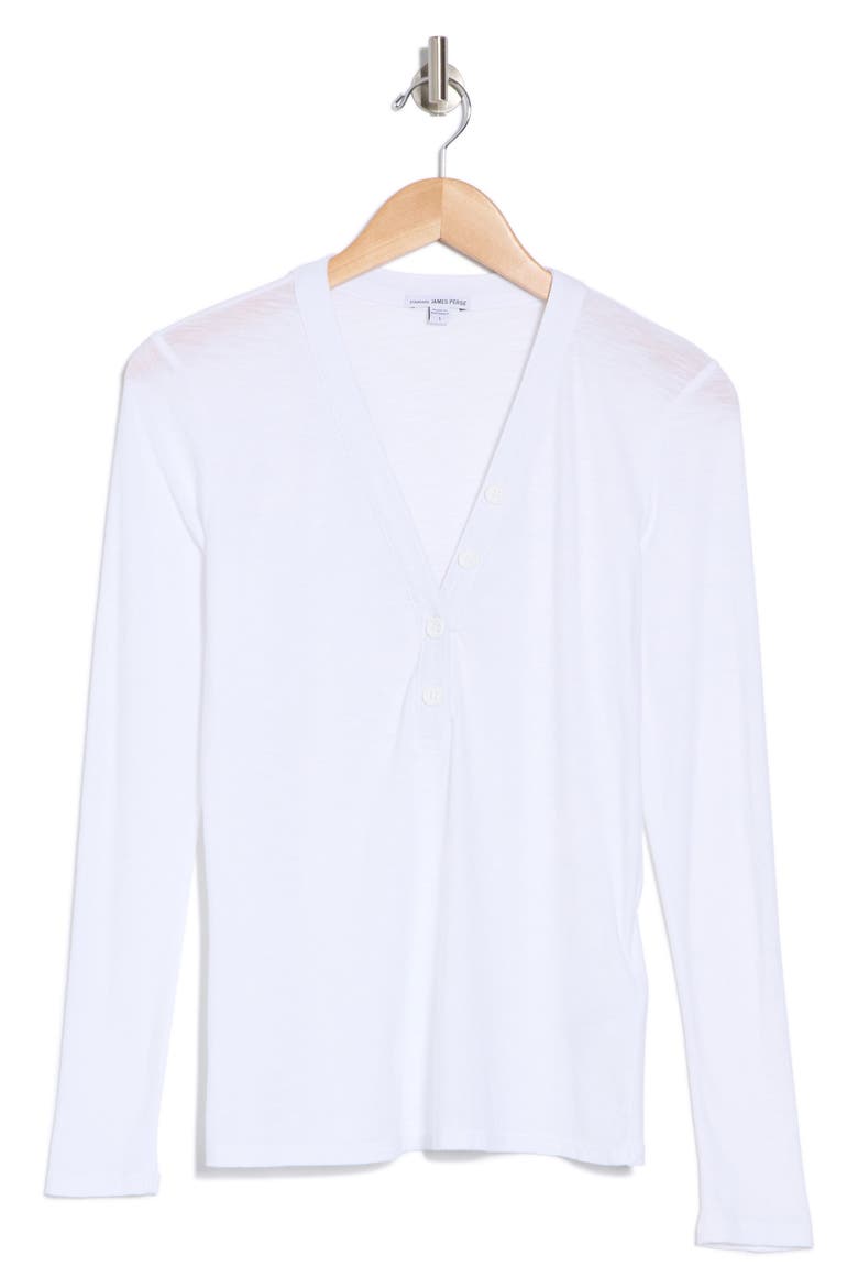 Long Sleeve Slub Jersey Henley, Alternate, color, WHITE