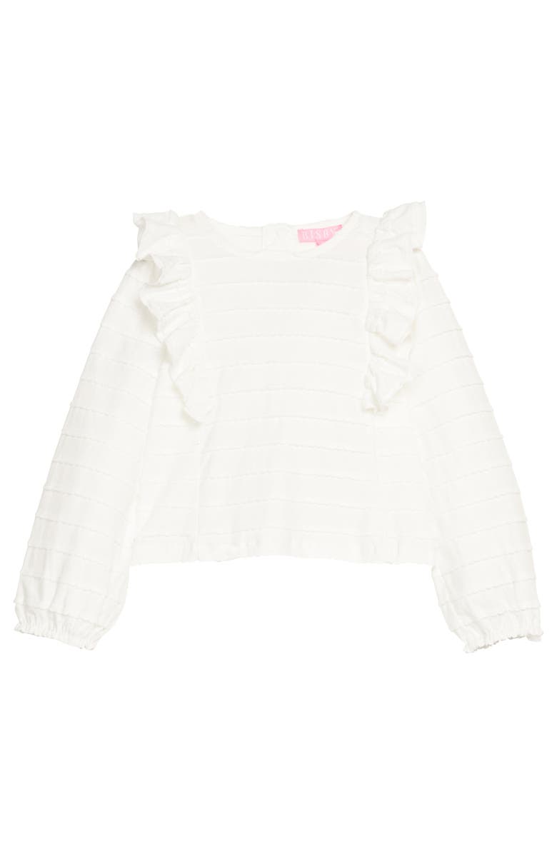 BISBY Kids' Ruffle Blouse, Main, color, White Scallop