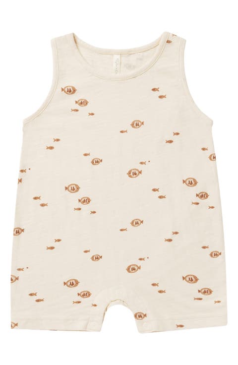 Fish Print Cotton Tank Romper (Baby)