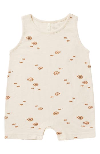 Rylee + Cru Fish Print Cotton Tank Romper