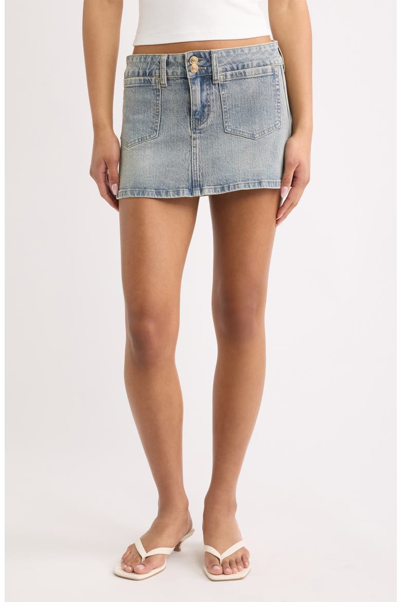Miniskirt with Front Pockets, Main, color, LIGHT WASH