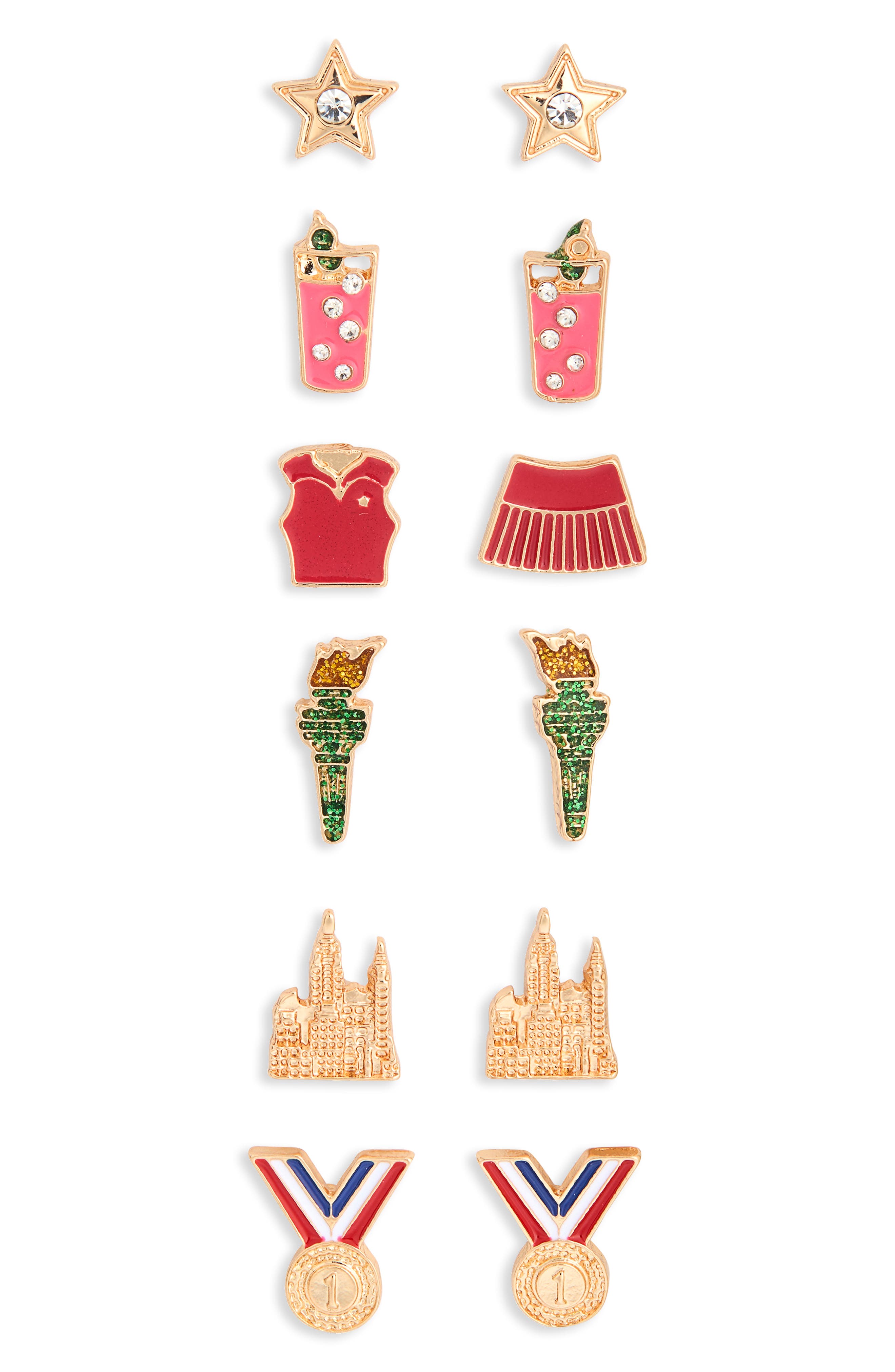 Set of 6 Tennis Stud Earrings