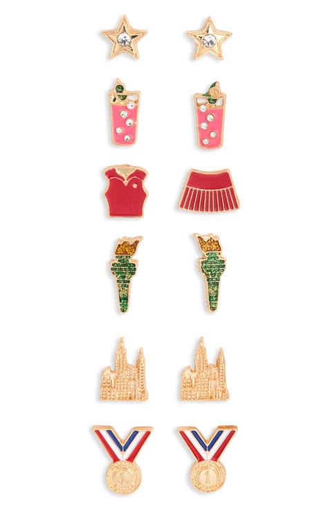 Set of 6 Tennis Stud Earrings