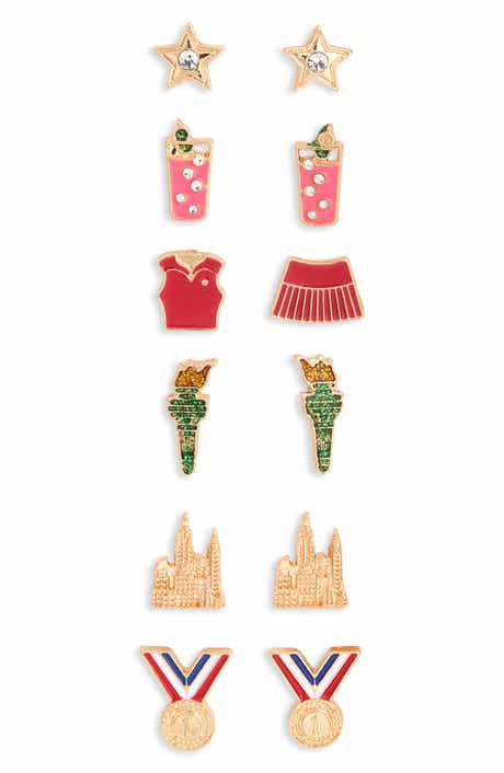 Set of 6 Tennis Stud Earrings