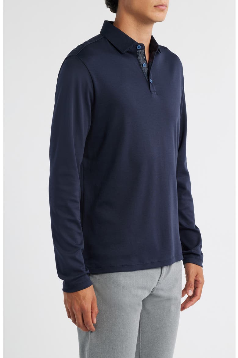 Georgia Long Sleeve Pima Cotton Polo, Alternate, color, DARK CASPIAN