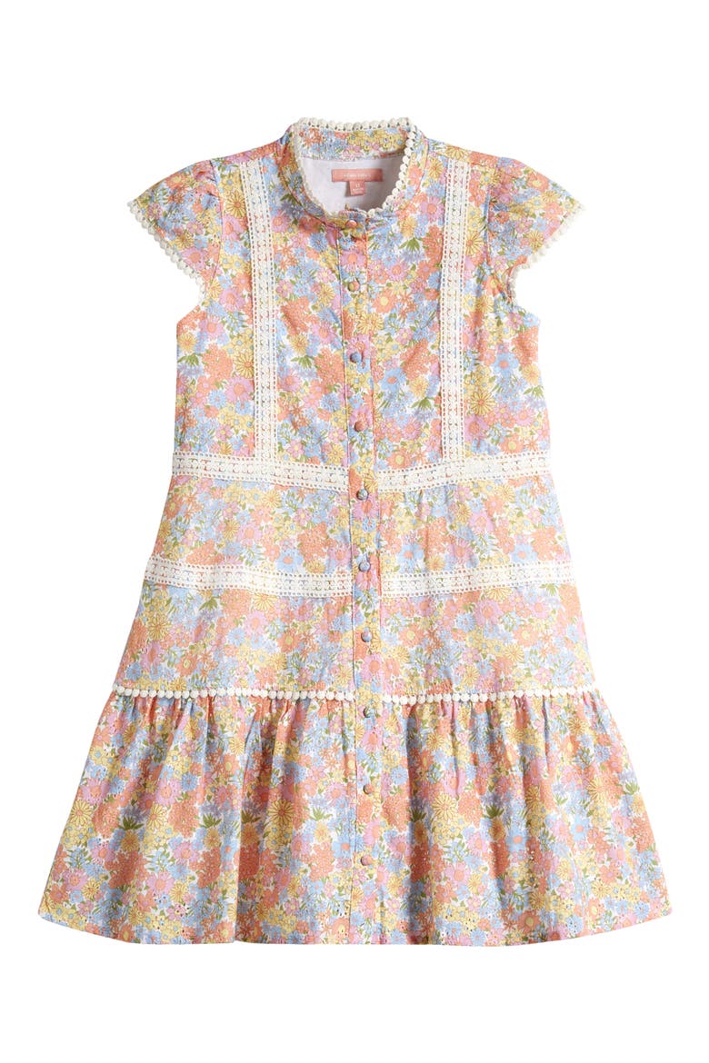 Kids' Lace Trim Dress, Main, color, MULTI FLORAL