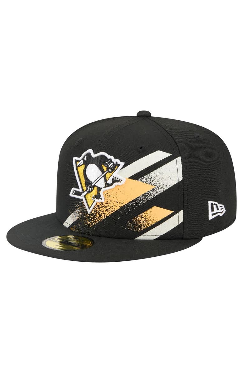New Era Men
s New Era Black Pittsburgh Penguins Faded Lines 59FIFTY Fitted Hat, Main, color, Black