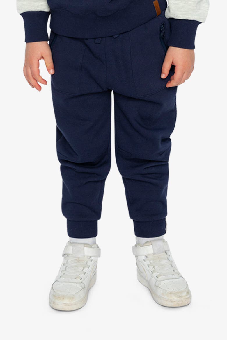 Fleece Zippered Pockets Ribbed Cuffs Sweatpants, Alternate, color, Dark Blue