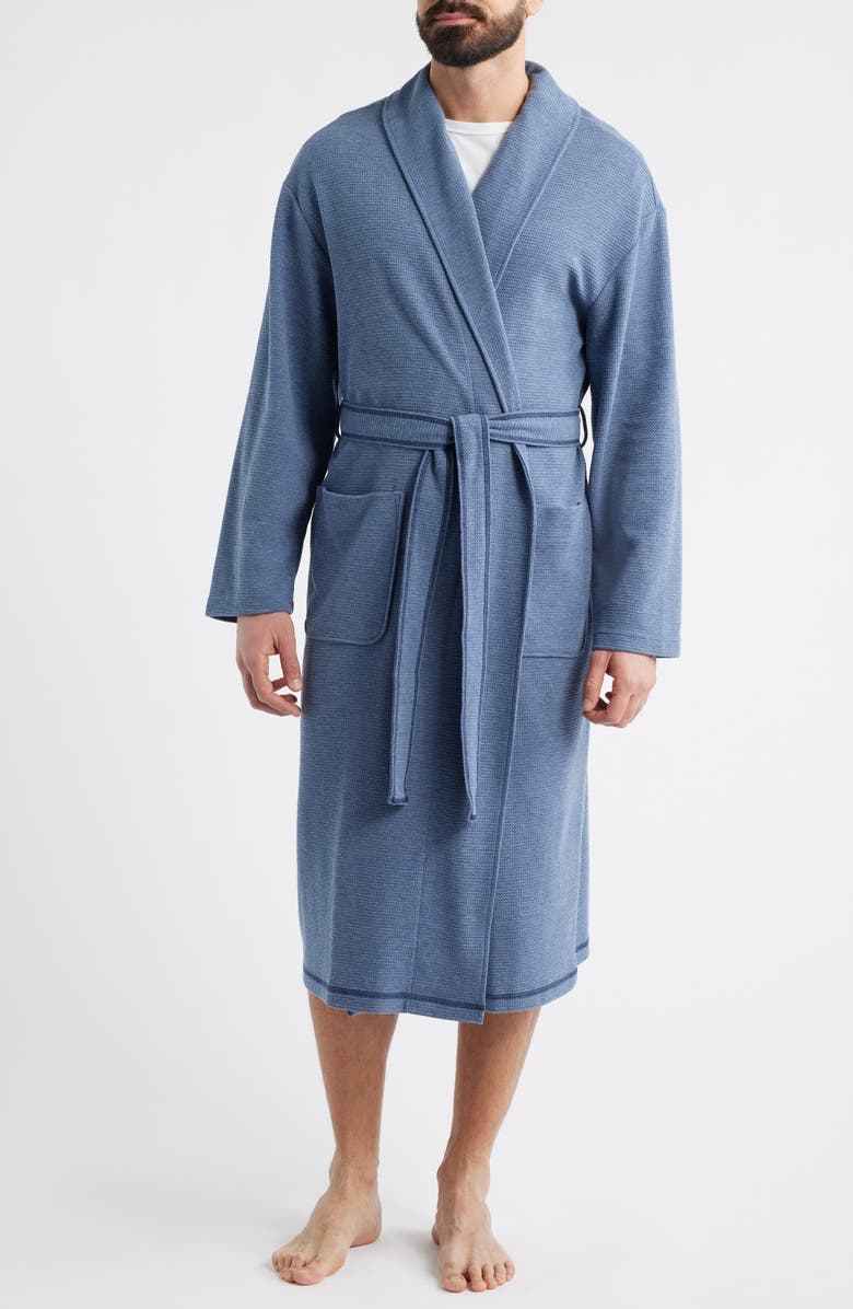 Majestic International Coastal Heather Shawl Collar Cotton Robe, Main, color, Heather Blue