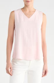 Renee C Linen V-Neck Sleeveless Tank Top