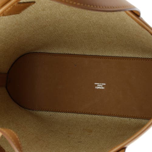 Pre-owned Hermes Hermes Cabas H En Biais Tote Canvas With Leather 27 In Sand