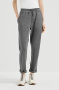 Brunello Cucinelli Cotton and silk interlock trousers with shiny pocket detail