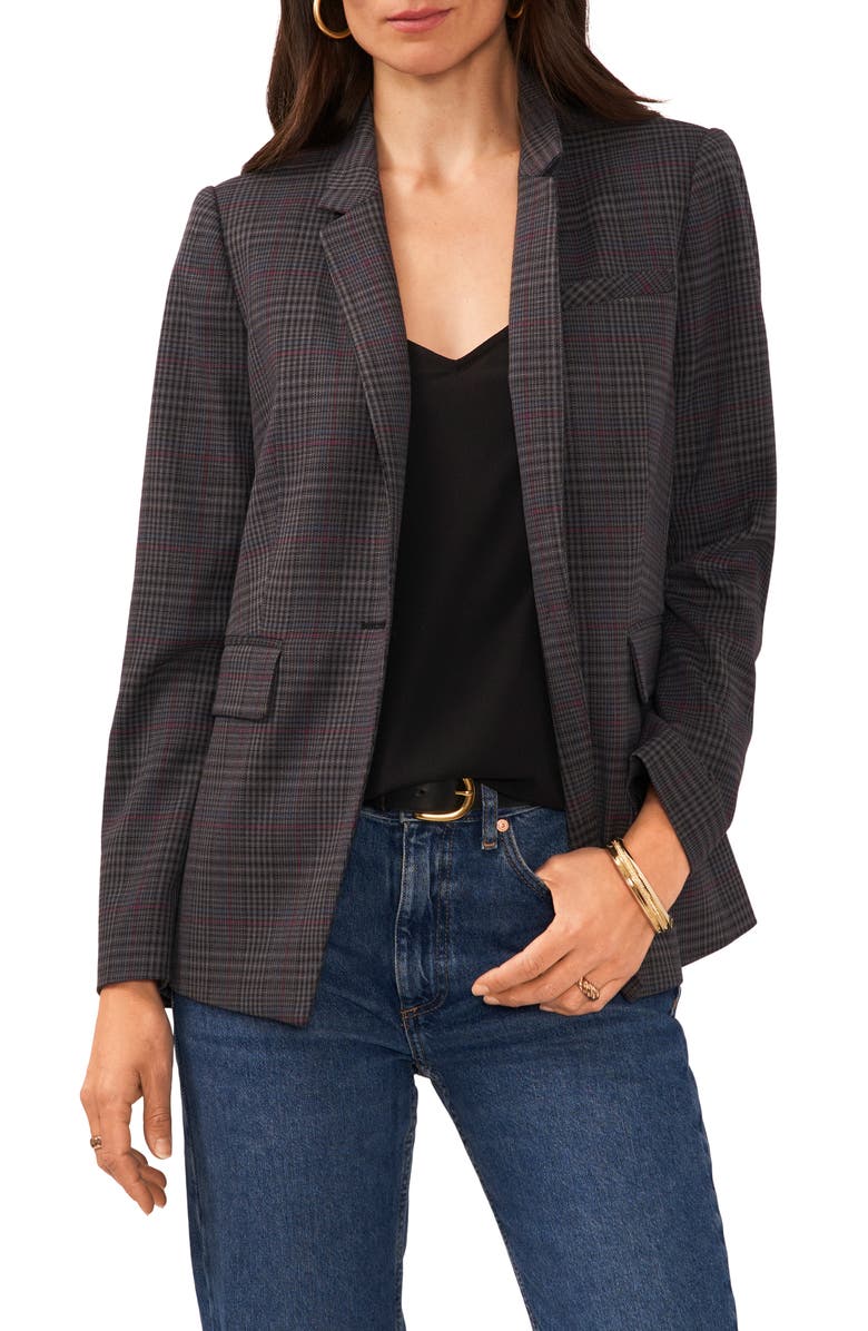 Vince Camuto Plaid One-Button Blazer, Main, color, 