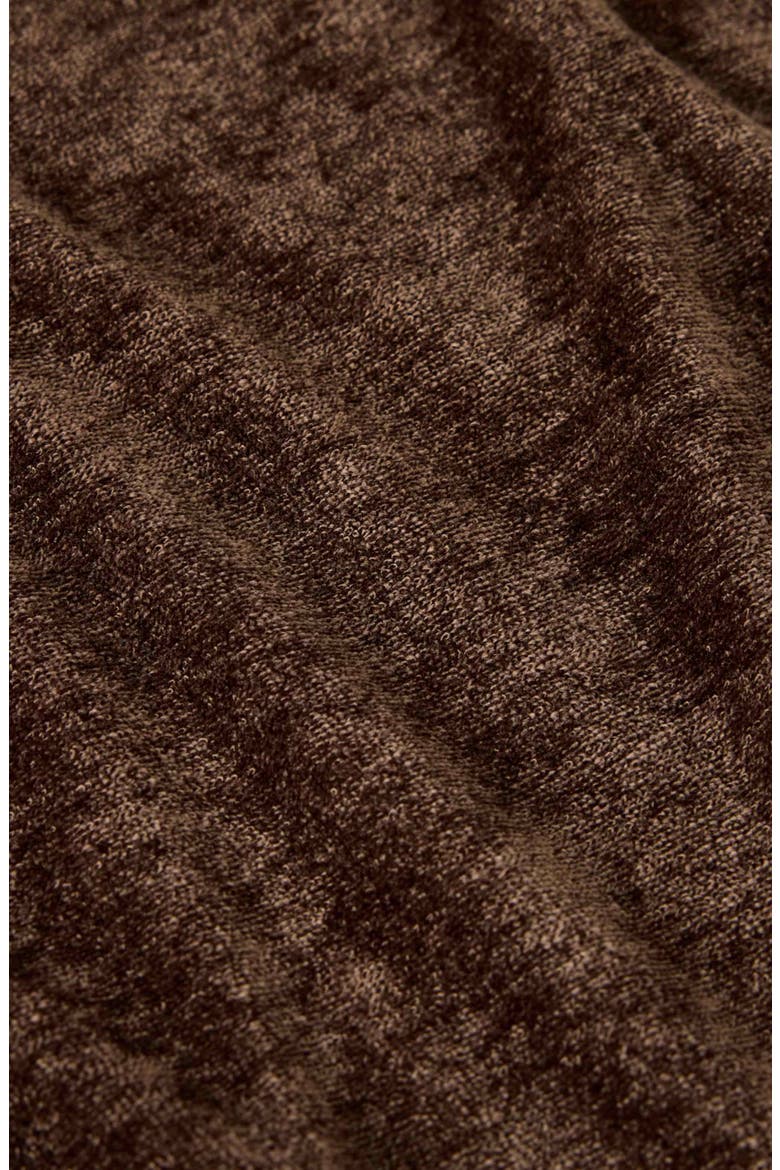 Sandro Long Sleeve Velvet Top, Alternate, color, DARK BROWN