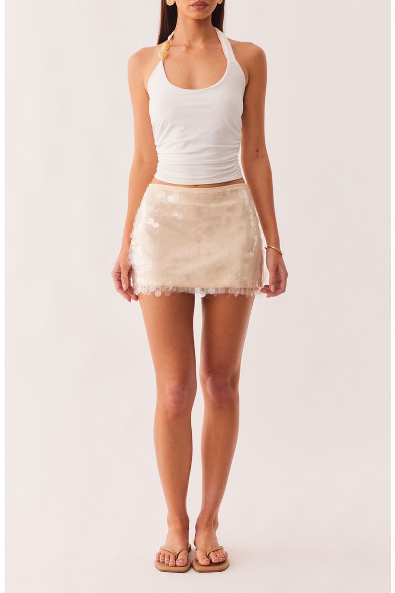 Calena Sequin Paillette Micro Miniskirt, Alternate, color, CHAMPAGNE