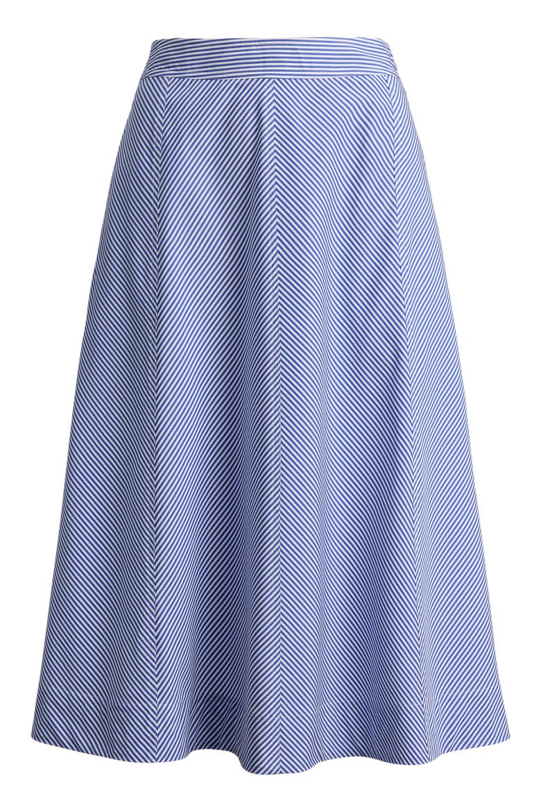 Striped Paneled Cotton Broadcloth Skirt, Alternate, color, BLUE/ WHITE