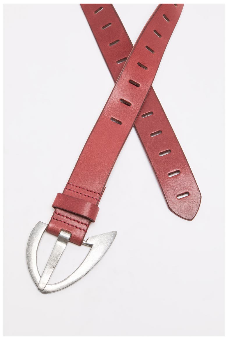 Noa Leather Belt, Alternate, color, CRIMSON