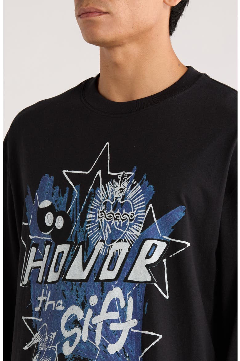 Pop Art Long Sleeve Cotton Graphic T-Shirt, Alternate, color, BLACK