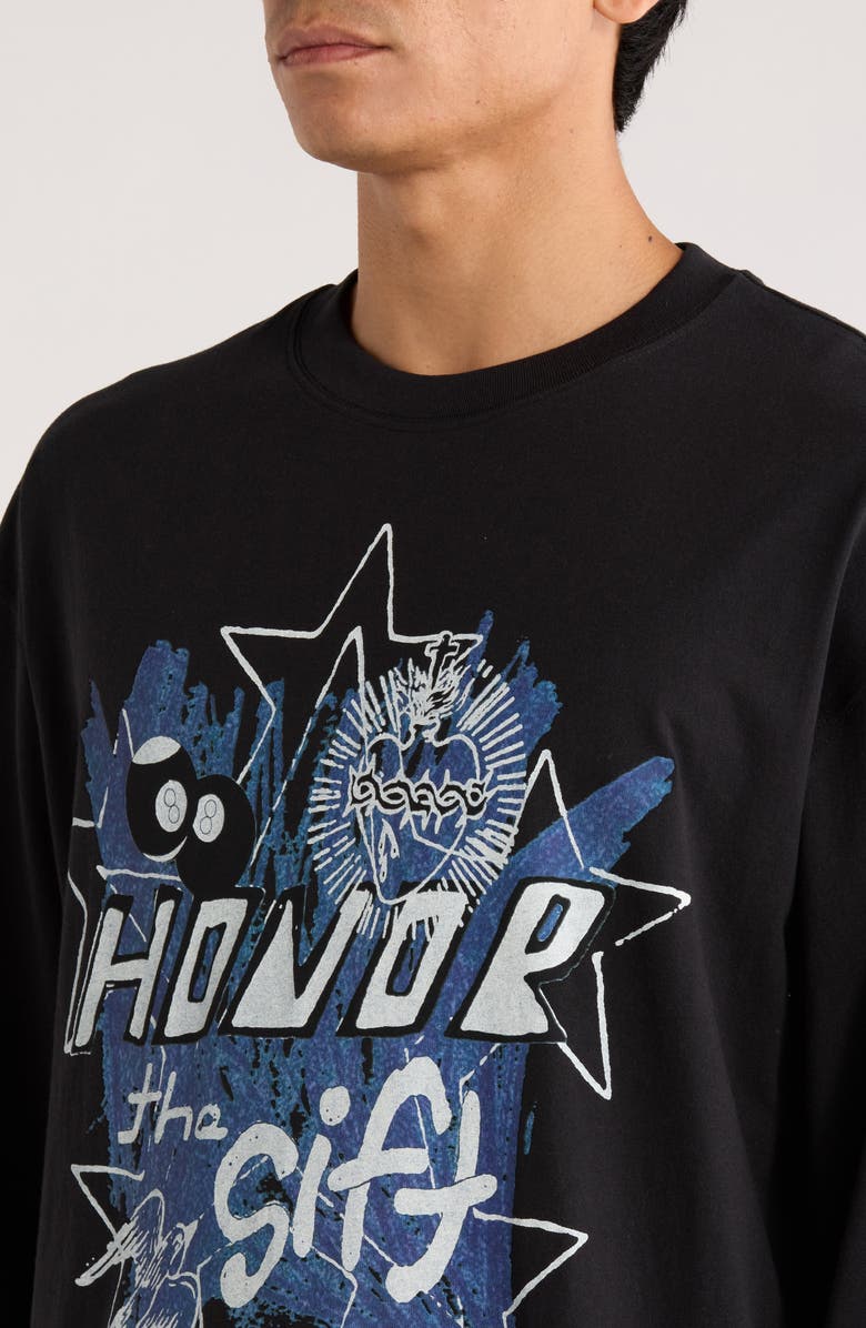 HONOR THE GIFT Pop Art Long Sleeve Cotton Graphic T-Shirt, Alternate, color, Black