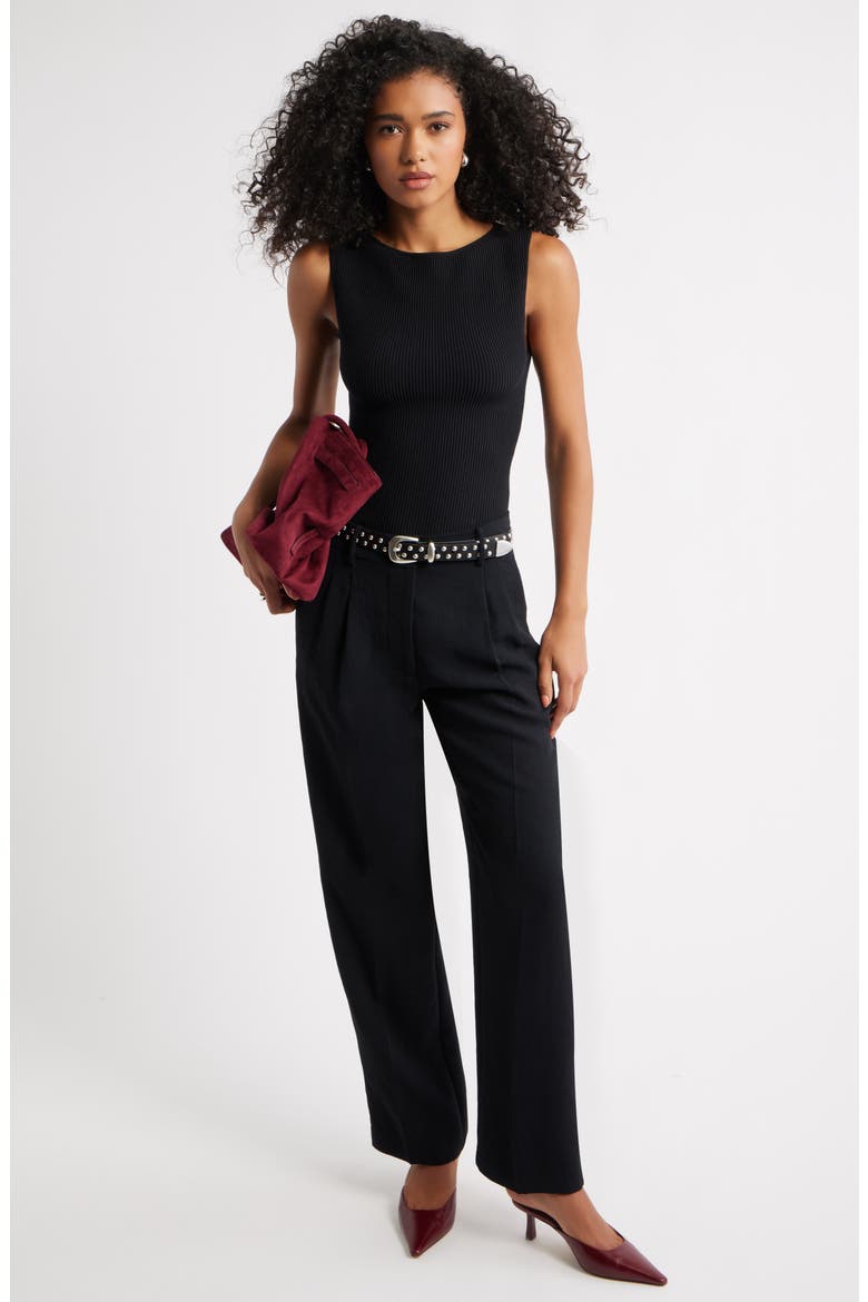 Luxe Sculpt Rib Sweater Tank, Alternate, color, BLACK