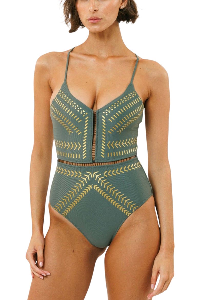 Kim Onepiece Swimsuit, Main, color, Olive Gold