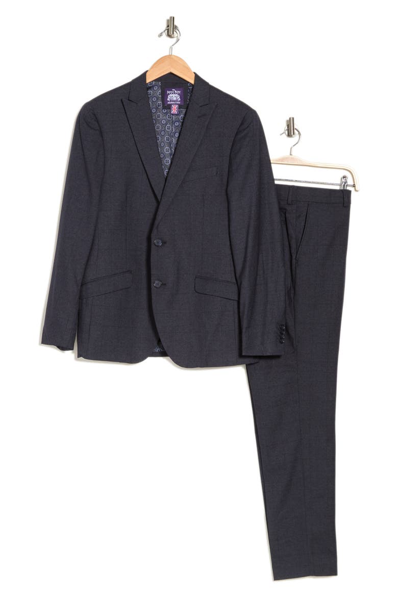 Charcoal Windowpane Skinny Fit Suit, Alternate, color, GREY