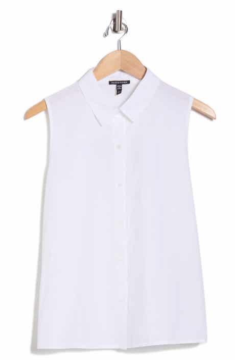 Eileen Fisher Sleeveless Organic Cotton Button-Up Shirt