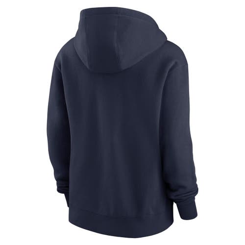 Nike Navy New England Patriots Wordmark Club Fleece Pullover Hoodie In Blue