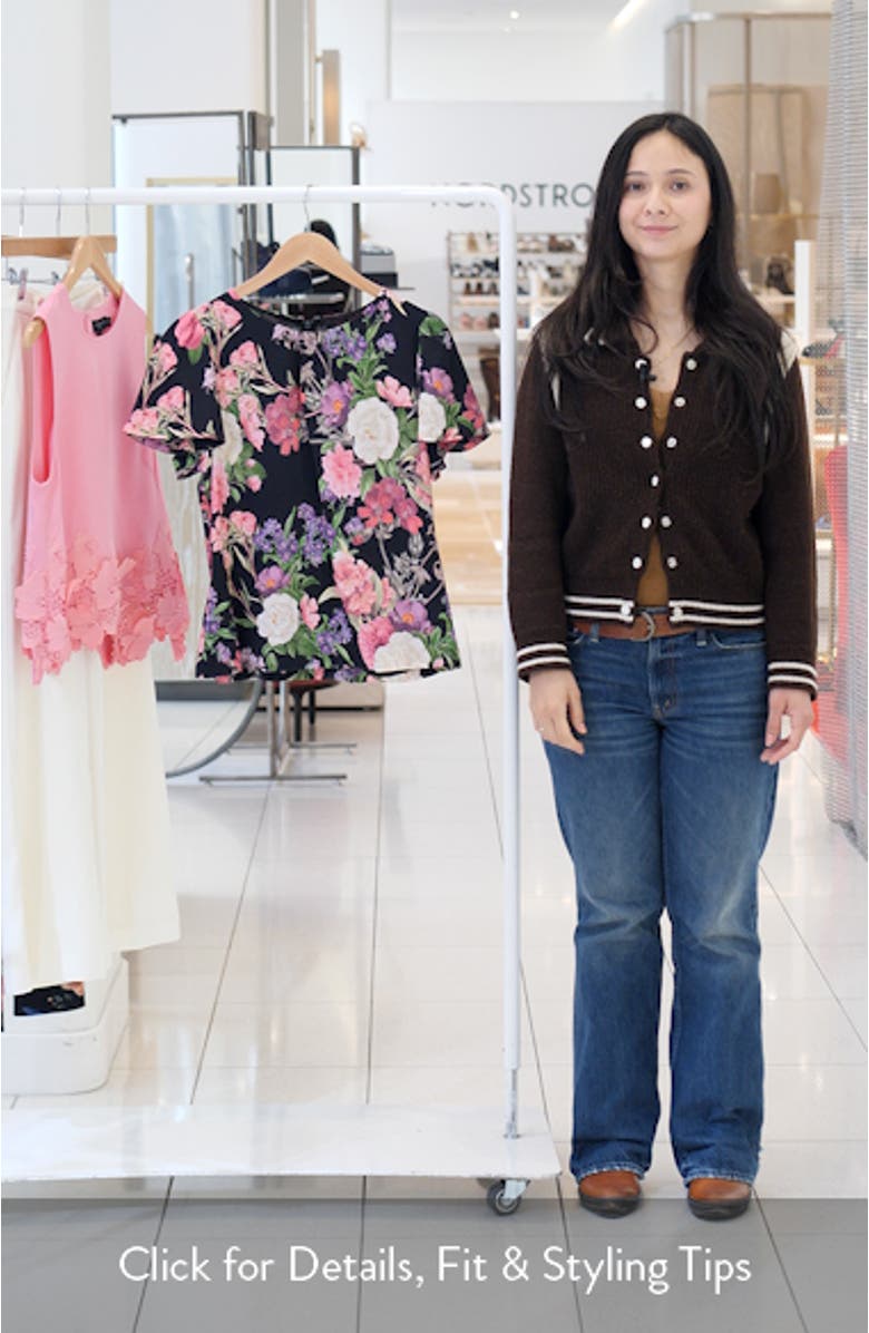 Lauren Floral Print Flutter Sleeve Top, sales video thumbnail