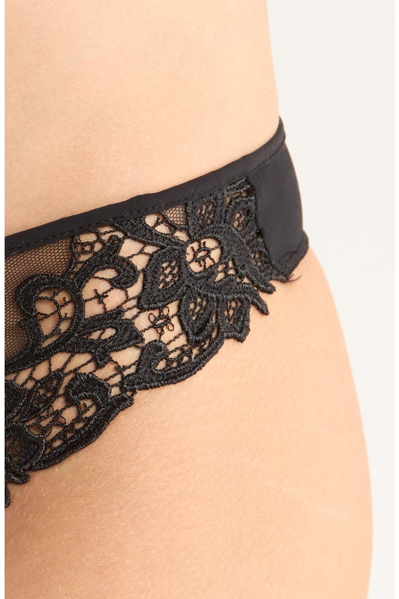 Saga Lace Trim Thong, Alternate, color, BLACK/BLK