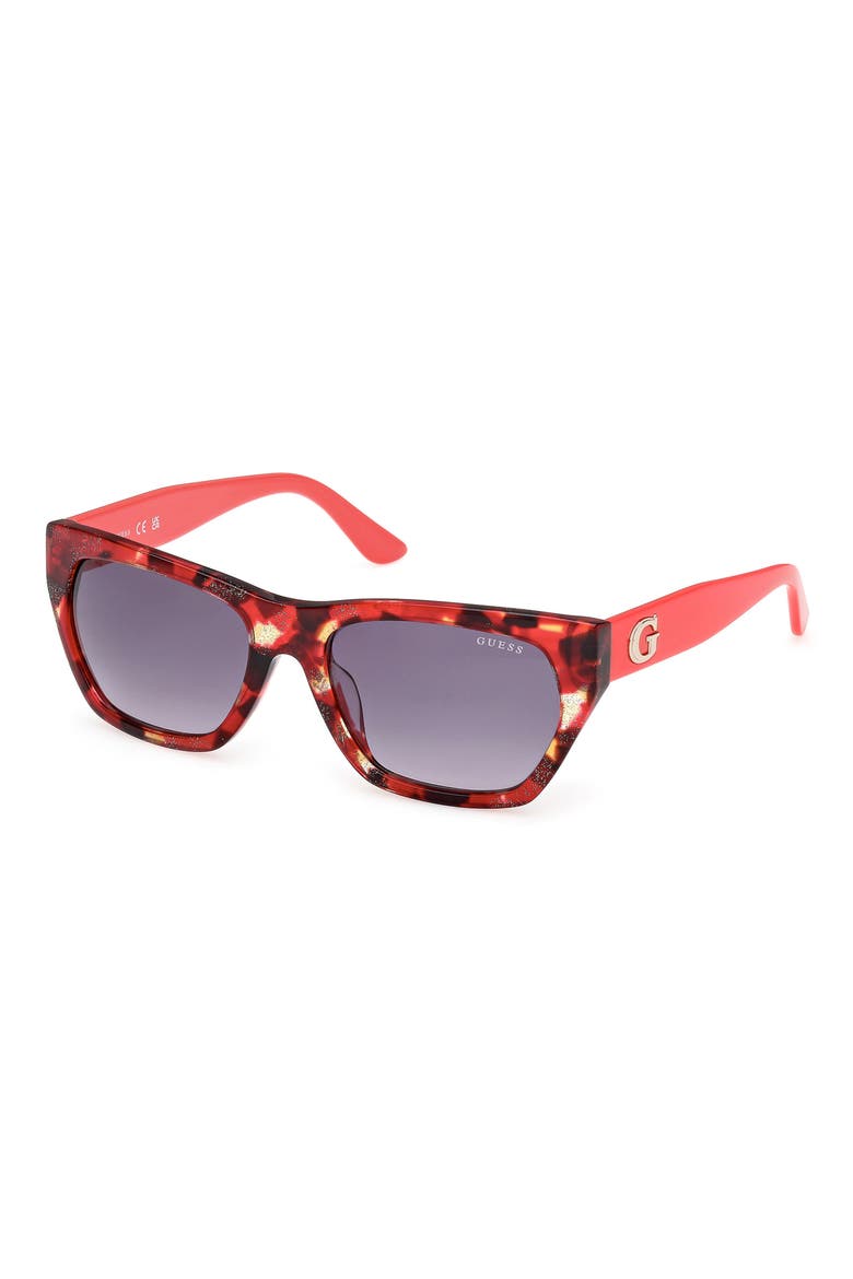 Geometric Sunglasses, Alternate, color, RED HAVANA / GRADIENT SMOKE