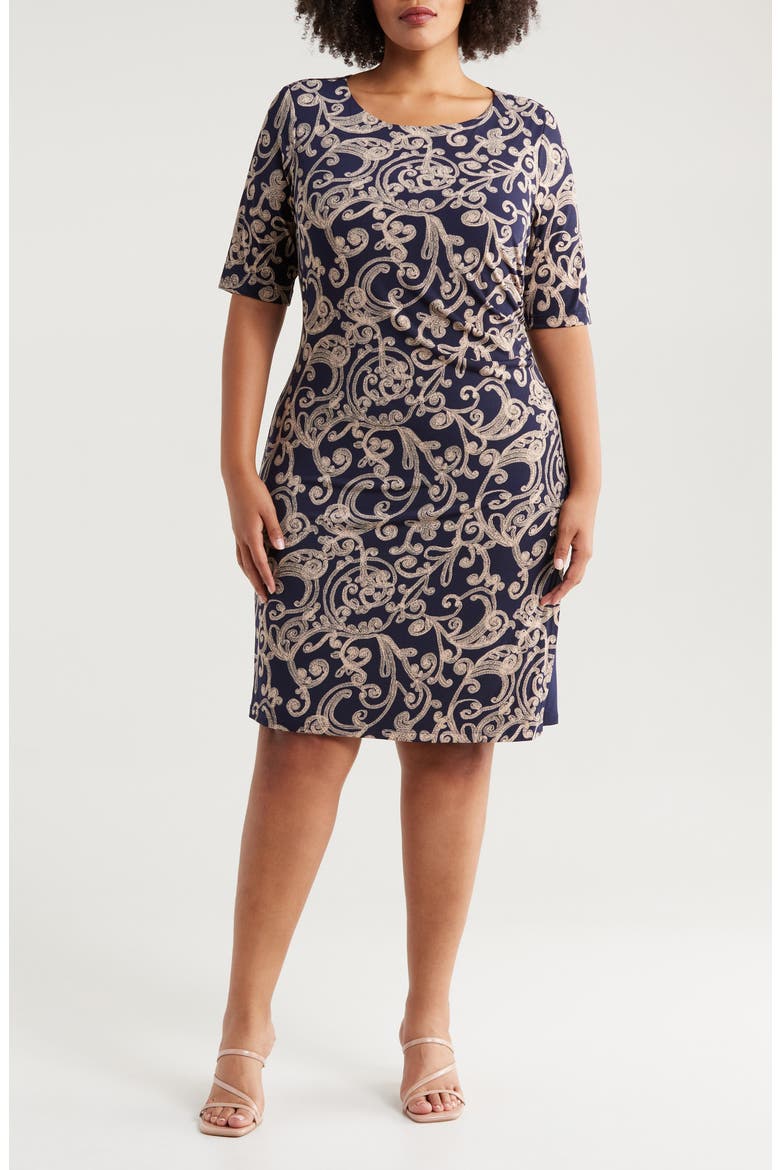 Paisley Sheath Dress, Main, color, INK