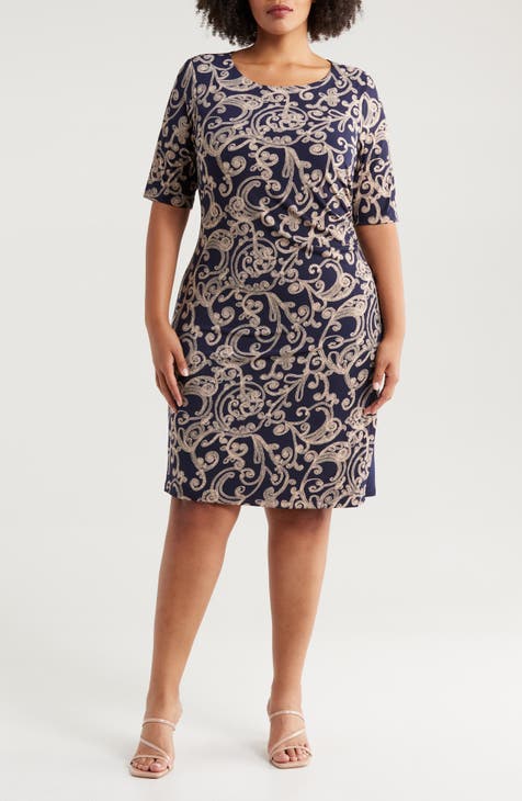 Navy sheath dress plus size best sale