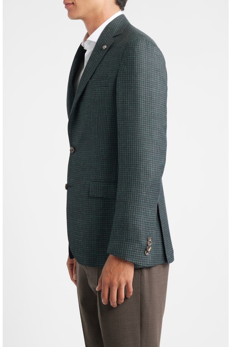 Midland Contemporary Fit Green Houndstooth Wool & Silk Blend Sport Coat, Alternate, color, DARK OLIVE